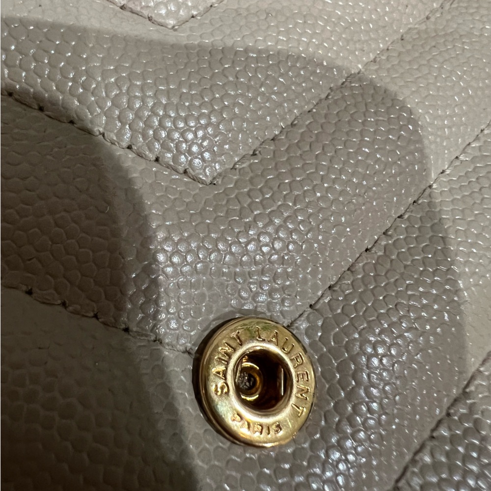 YSL Cassandre Flap large wallet on chain beige gold - Picture 11 of 14